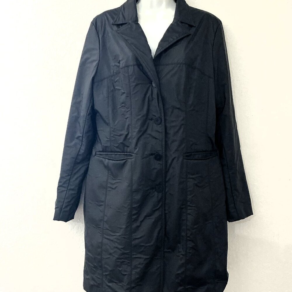 WEATHER TAMER LONG TRENCH COAT BLACK WATERPROOF